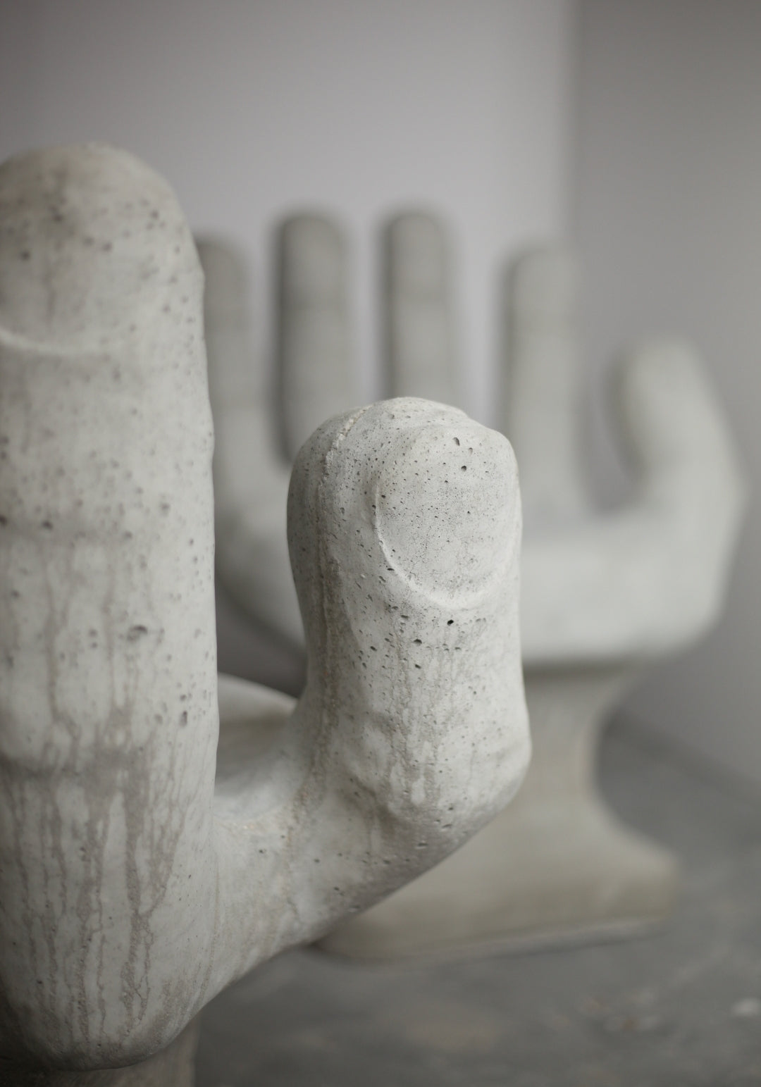 Set of 2 Abstract Sculptural Concrete Art Outdoor Seats Hand Shaped