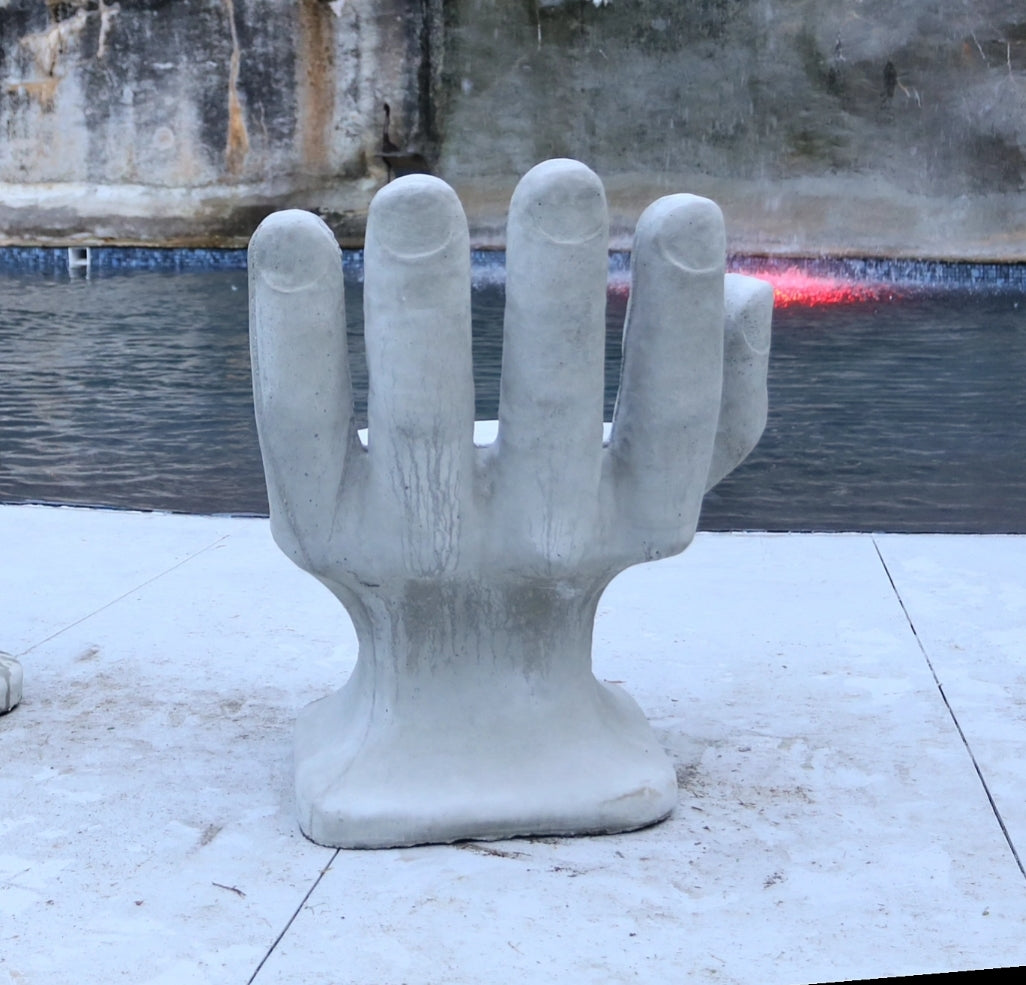 Set of 2 Abstract Sculptural Concrete Art Outdoor Seats Hand Shaped