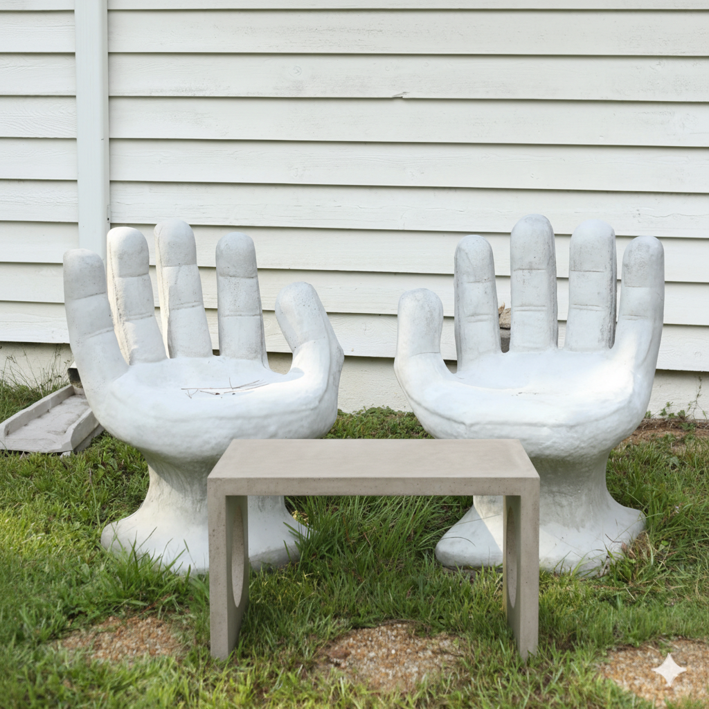Modern Concrete Circle Cutout Bench