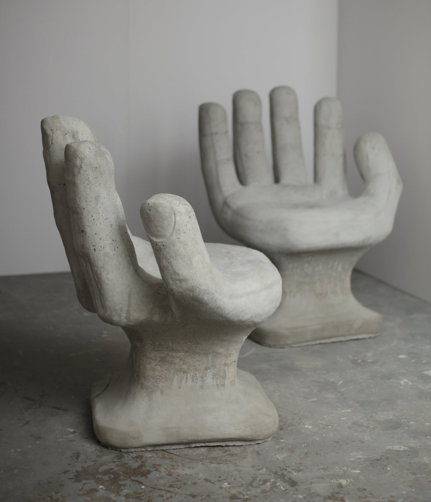 Concrete Hand Shaped Chairs, Set of 2