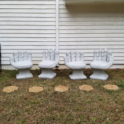 Mid Century Outdoor Modern Garden Concrete Hand Chairs Set of 4 - Image 2