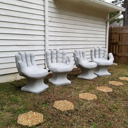 Mid Century Outdoor Modern Garden Concrete Hand Chairs Set of 4 - Image 4