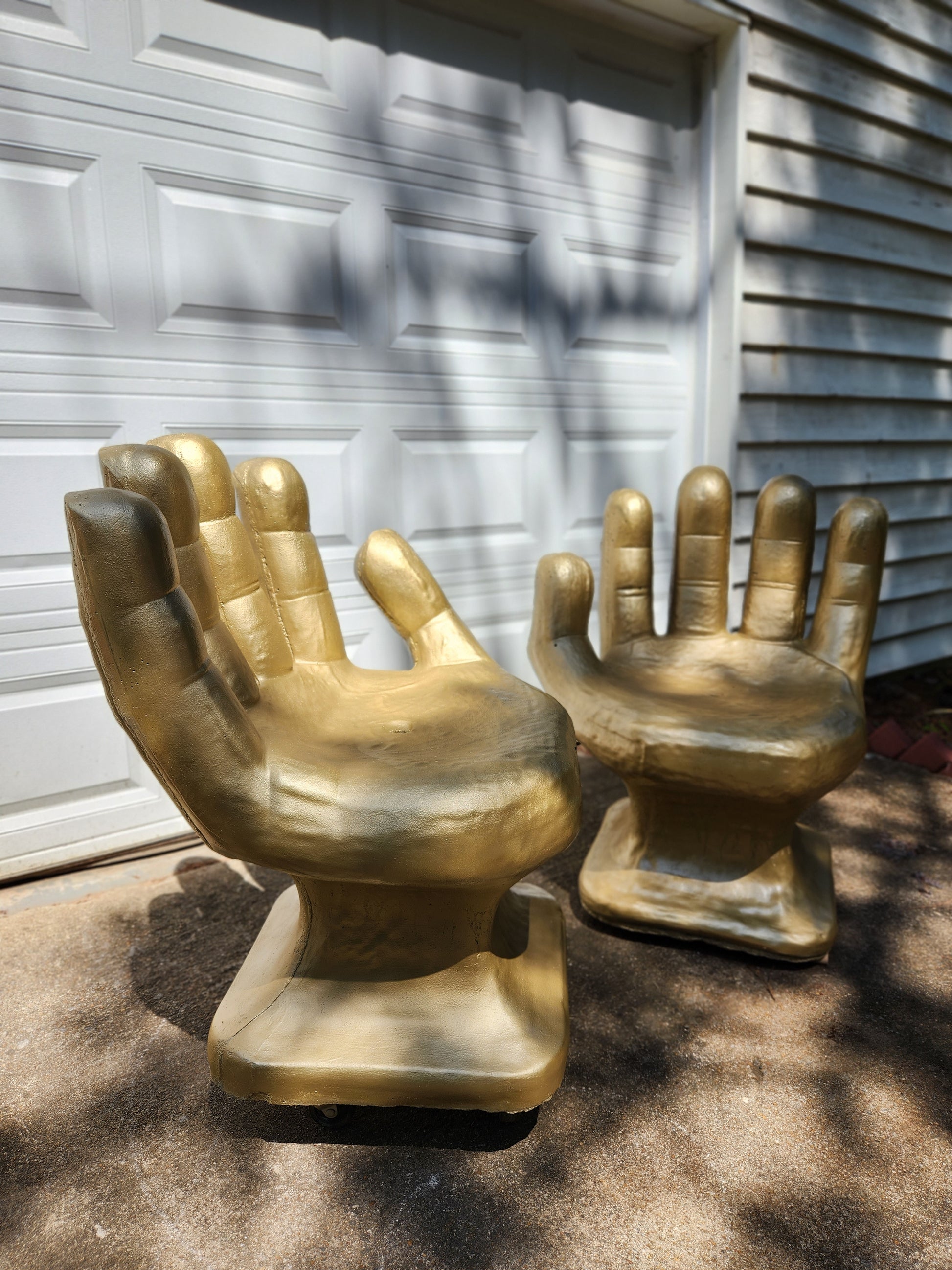 Contemporary Gold Concrete Hand Chairs - Image 1