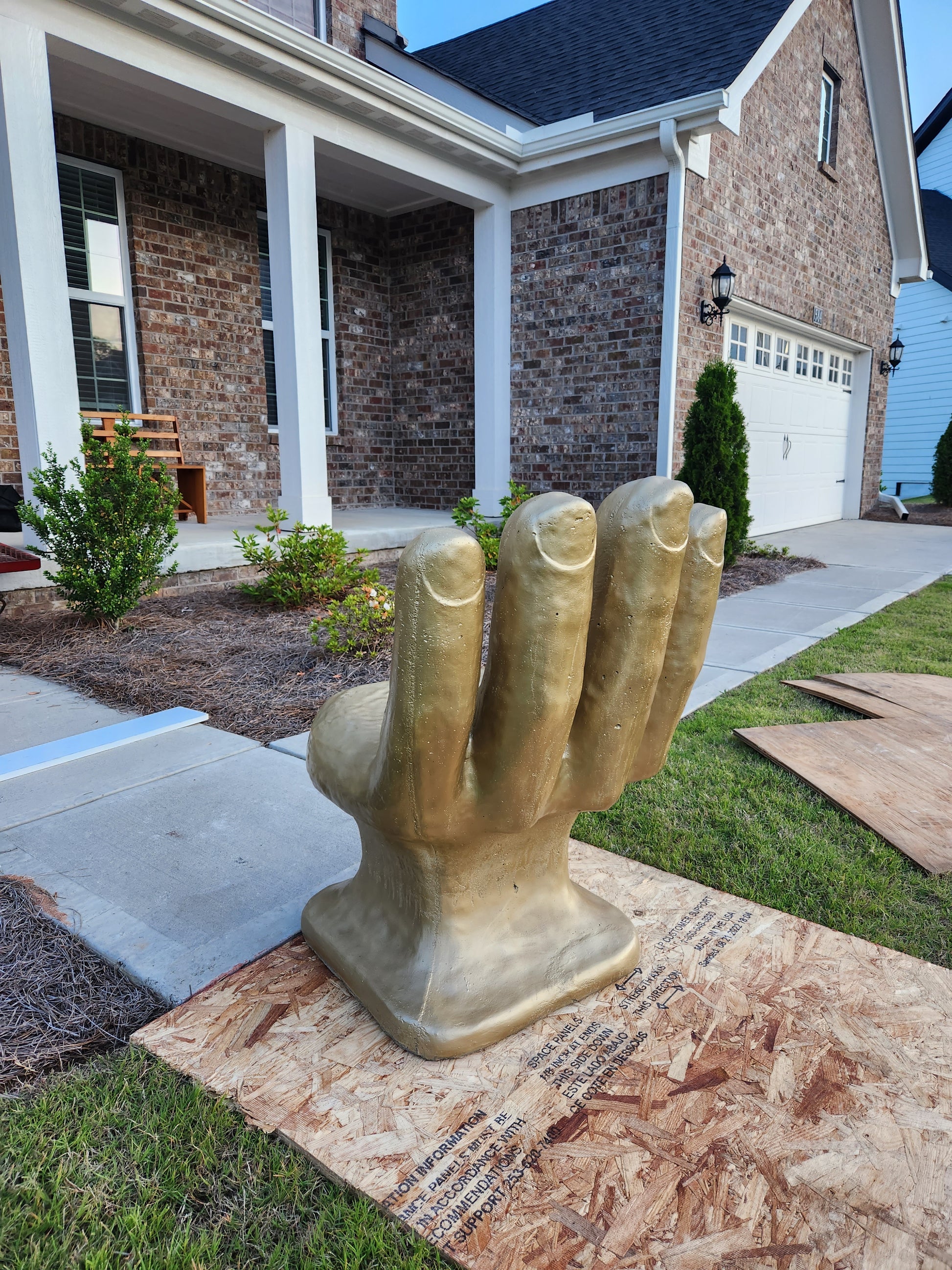 Contemporary Gold Concrete Hand Chairs - Image 2