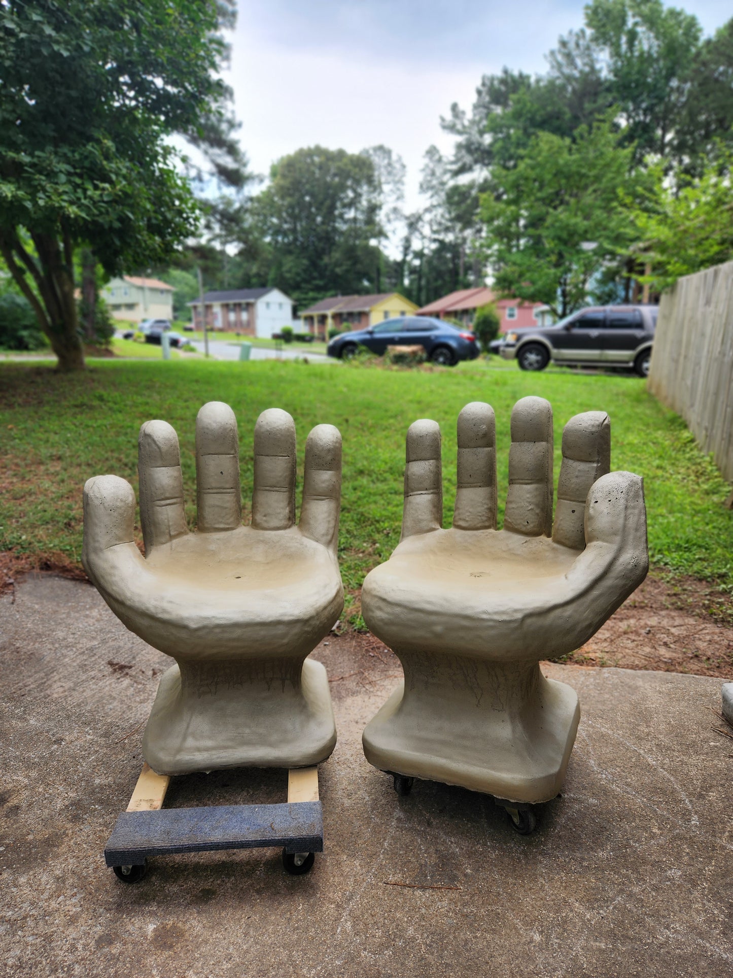 Contemporary Gold Concrete Hand Chairs - Image 4
