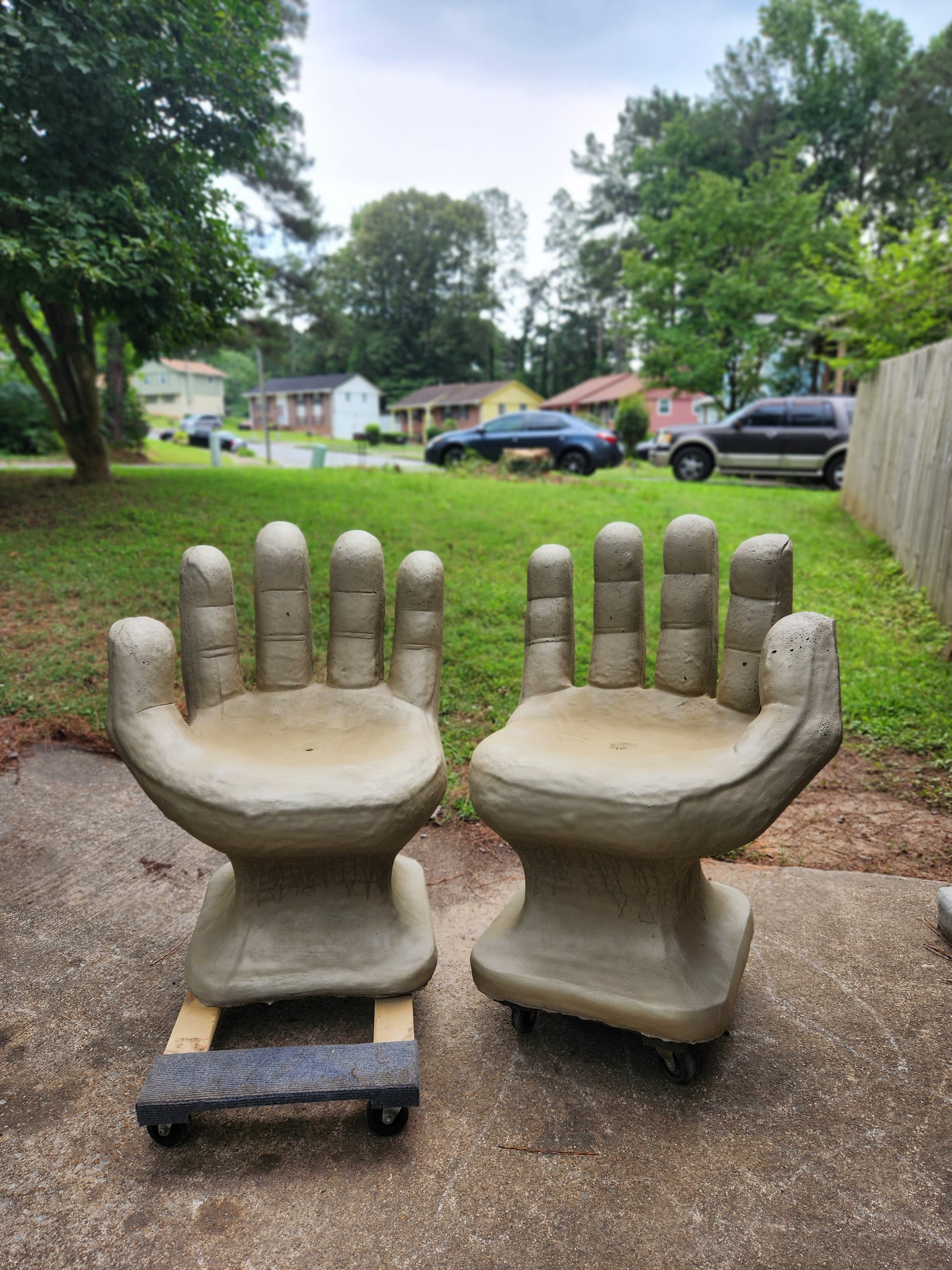 Contemporary Gold Concrete Hand Chairs - Image 4