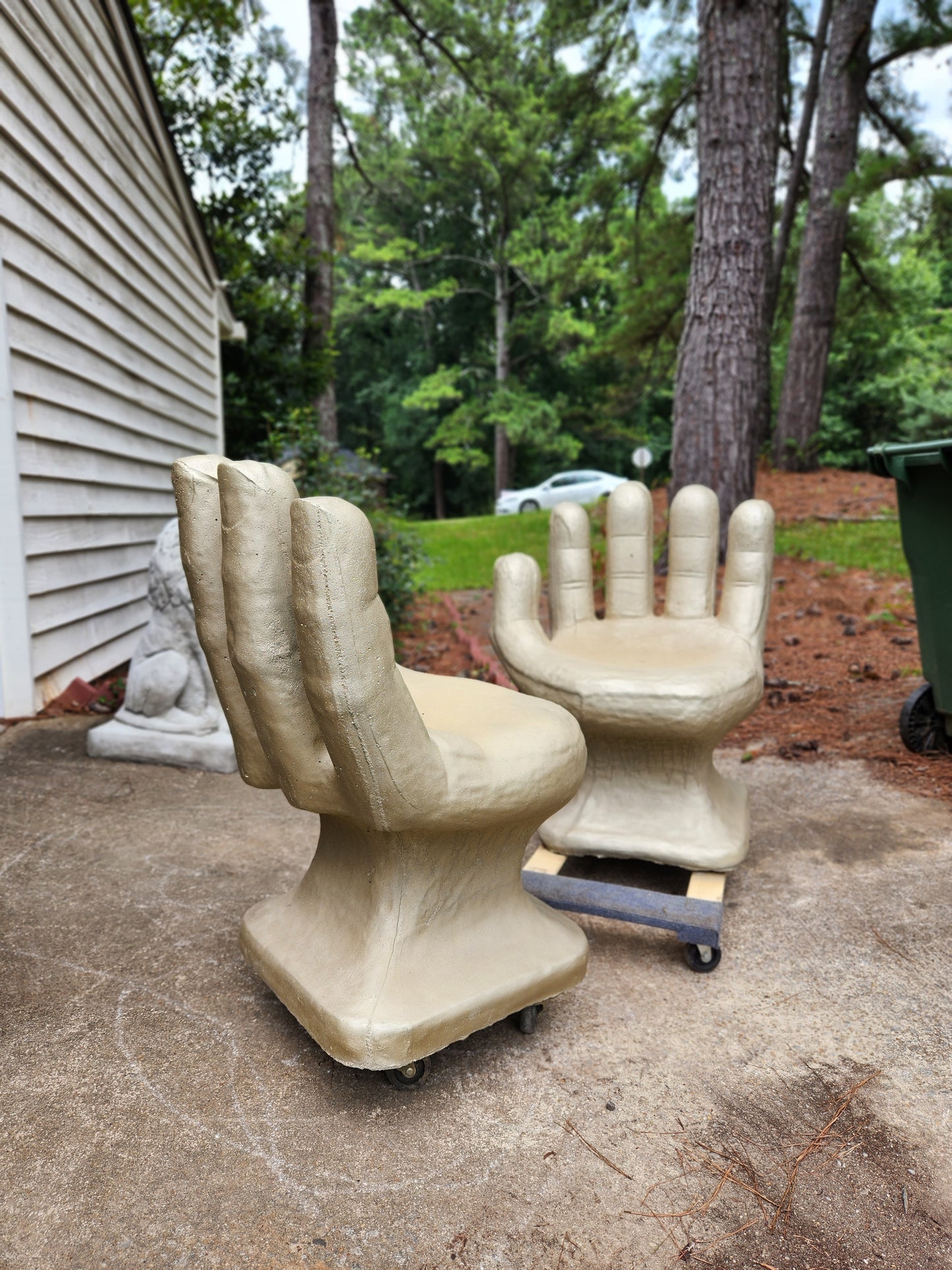 Contemporary Gold Concrete Hand Chairs - Image 5