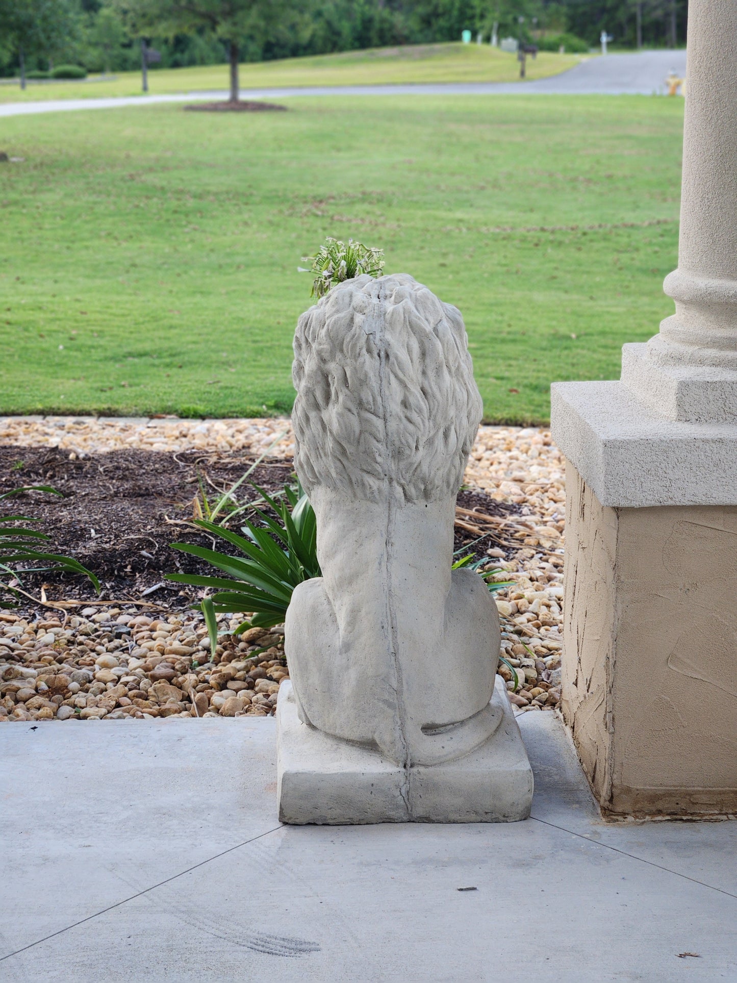 Estate Lions Concrete Statues, Set of 2