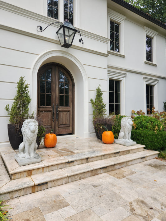 Estate Lions Concrete Statues, Set of 2