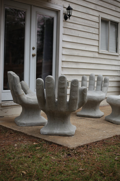 Mid Century Outdoor Modern Garden Concrete Hand Chairs Set of 4 - Image 10