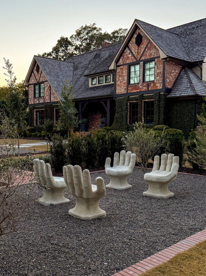 Mid Century Outdoor Modern Garden Concrete Hand Chairs Set of 4 - Image 12