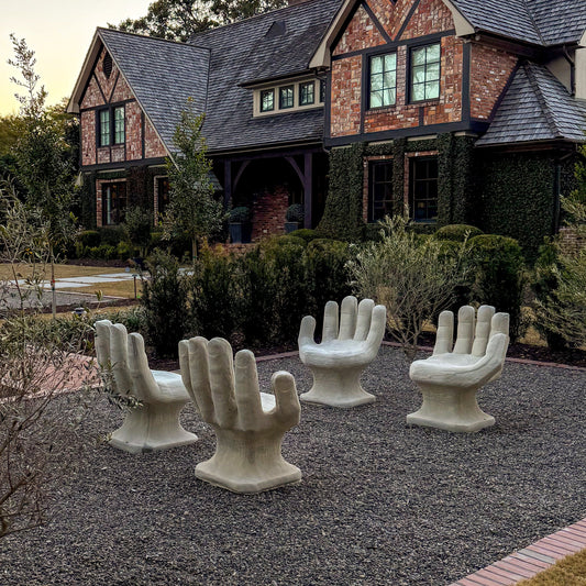 Mid Century Outdoor Modern Garden Concrete Hand Chairs Set of 4 - Image 12