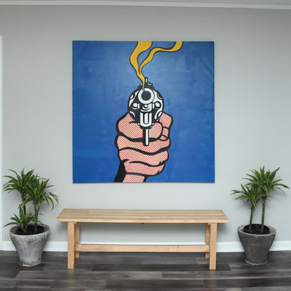 Hand Painted Acrylic on Canvas Art Reproduction | Gun In America by Roy Lichtenstein