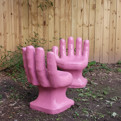 Contemporary Sugary Pink Concrete Hand Chairs, Set of 2