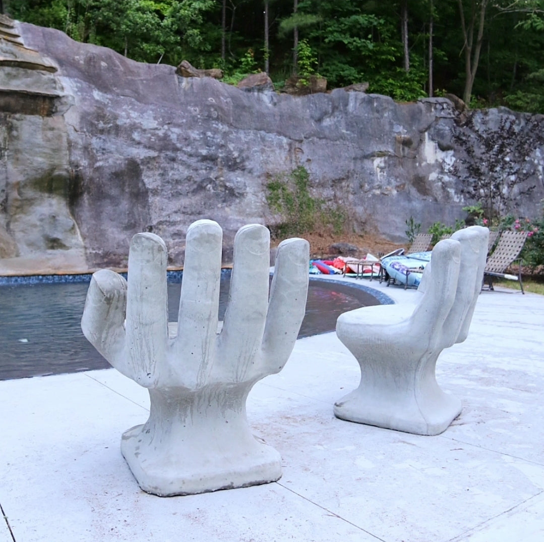 Outdoor Modern Concrete Hand Chairs, Set of 2