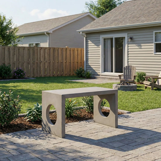 Modern Concrete Circle Cutout Bench