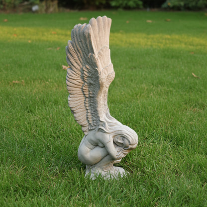 Crouching Angel Concrete Statue