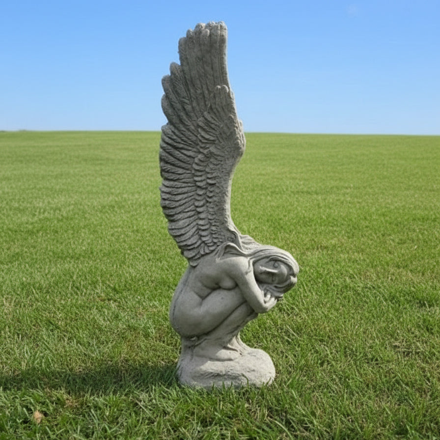 Crouching Angel Concrete Statue