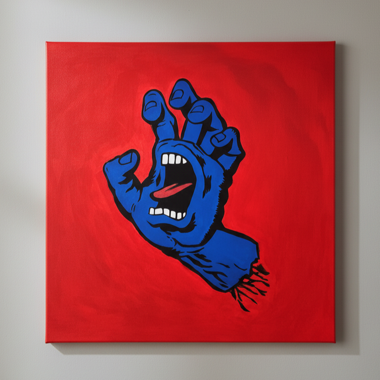 Hand Painted Acrylic on Canvas Art, Screaming Hand