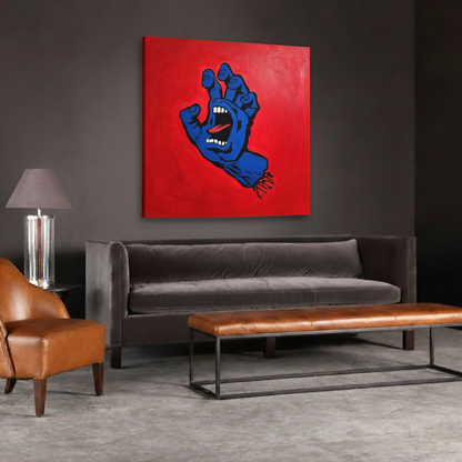 Hand Painted Acrylic on Canvas Art, Screaming Hand