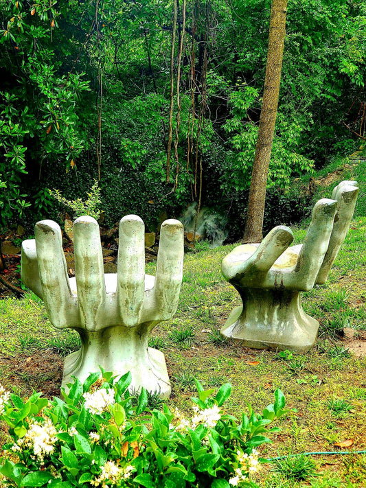 Outdoor Modern Concrete Hand Chairs, Set of 2
