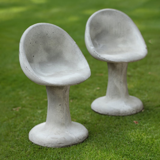 Willy Guhl Style Tulip Concrete Chair, Set of 2