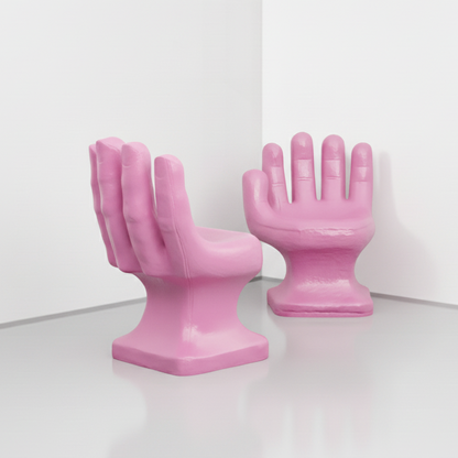 Contemporary Sugary Pink Concrete Hand Chairs, Set of 2