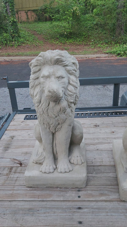 Estate Lions Concrete Statues, Set of 2