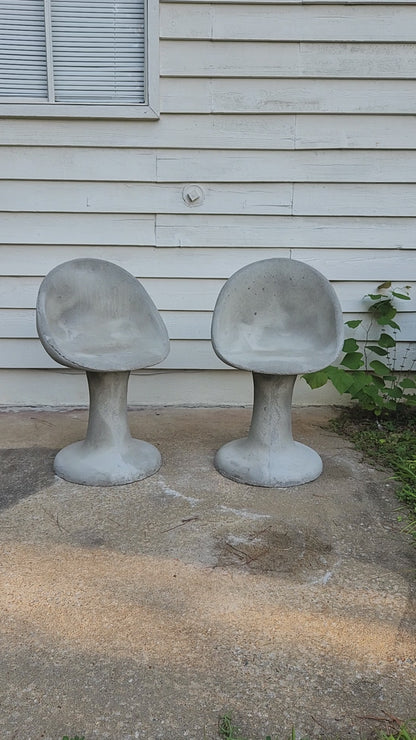 Willy Guhl Style Tulip Concrete Chair, Set of 2