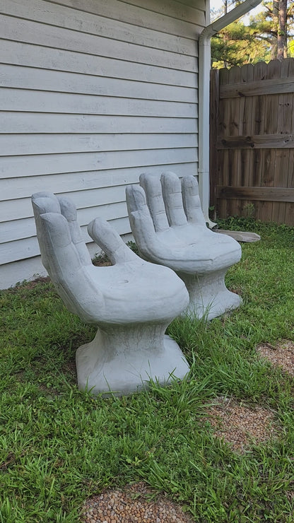 Outdoor Modern Concrete Hand Chairs, Set of 2