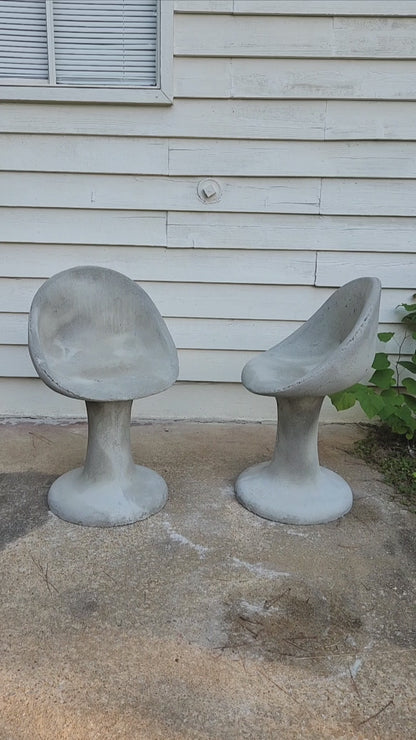 Willy Guhl Style Tulip Concrete Chair, Set of 2