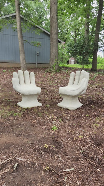 Outdoor Modern Concrete Hand Chairs, Set of 2