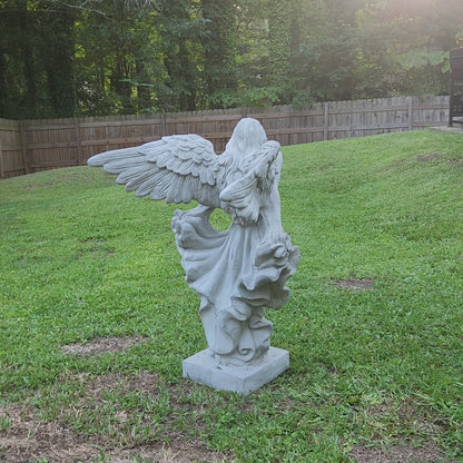Outdoor XL Flying Angel Concrete Statue with Pedestal