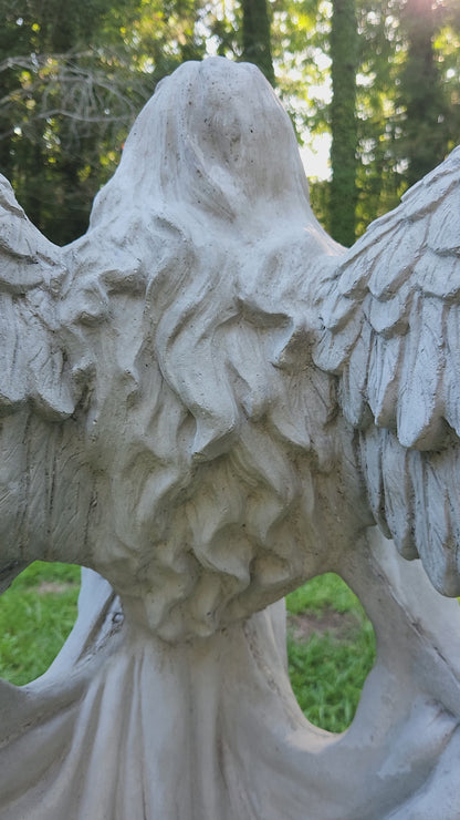 Outdoor XL Flying Angel Concrete Statue with Pedestal