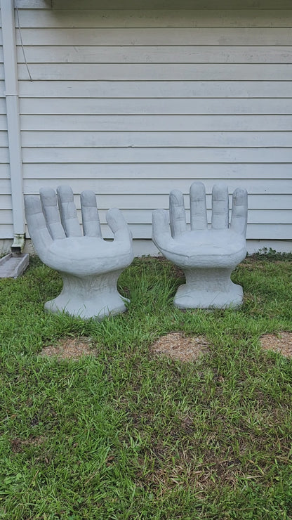 Outdoor Modern Concrete Hand Chairs, Set of 2