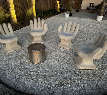 Mid Century Outdoor Modern Garden Concrete Hand Chairs, Set of 4