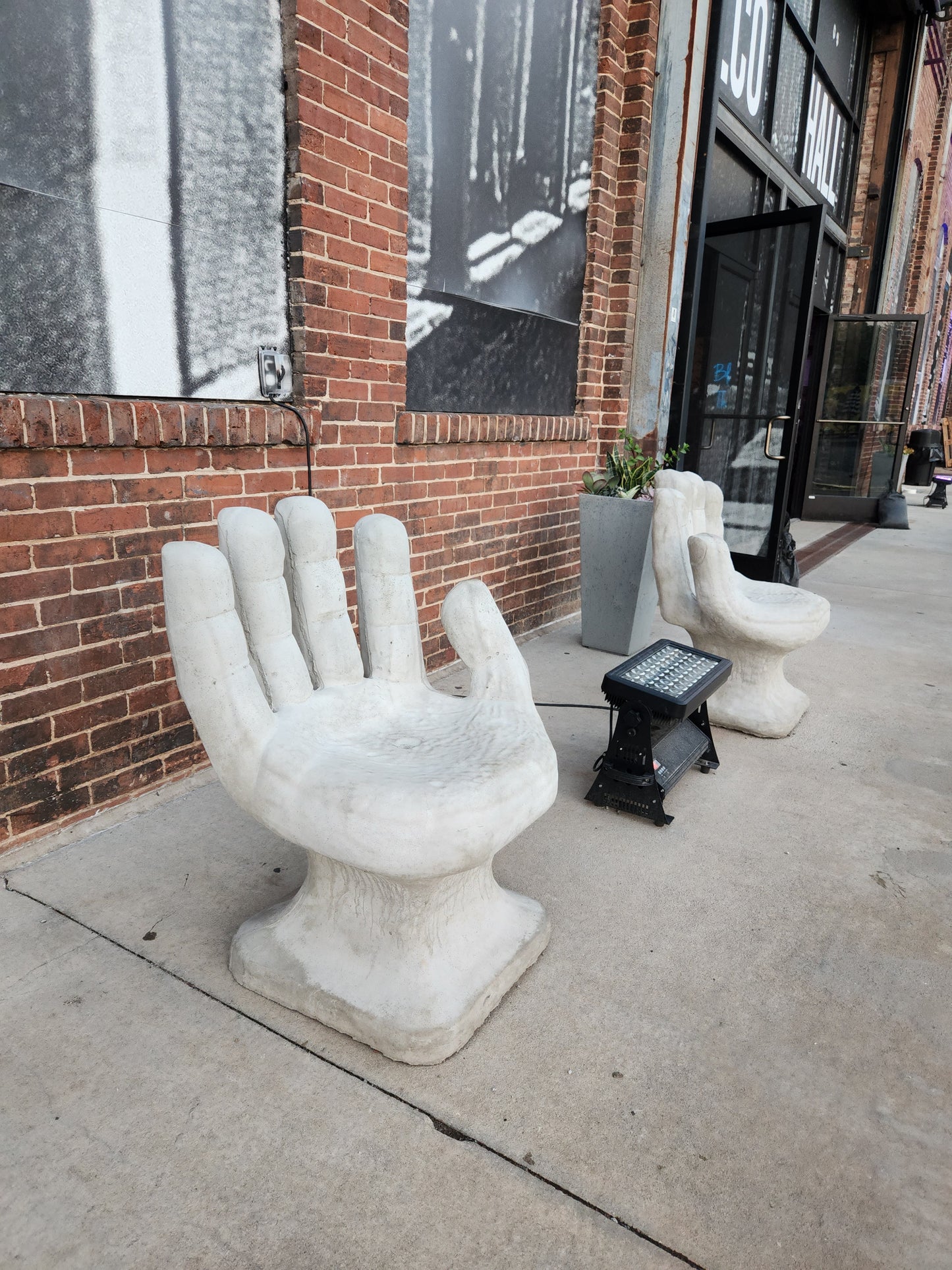 Set of 2 Abstract Sculptural Concrete Art Outdoor Seats Hand Shaped