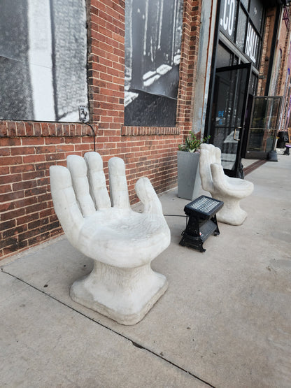 Set of 2 Abstract Sculptural Concrete Art Outdoor Seats Hand Shaped