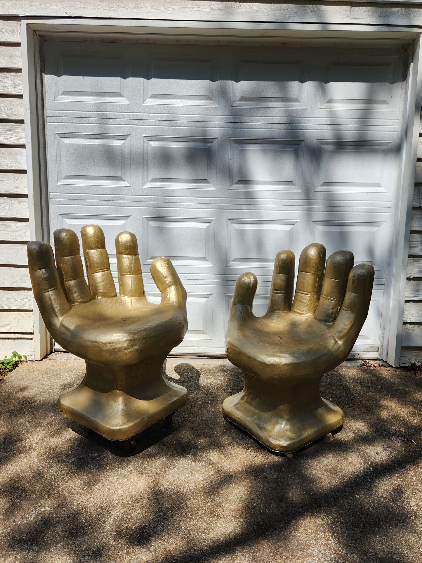 Contemporary Gold Concrete Hand Chairs, Set of 2