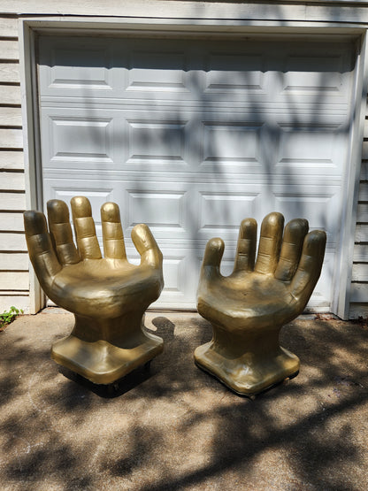 Contemporary Gold Concrete Hand Chairs, Set of 2