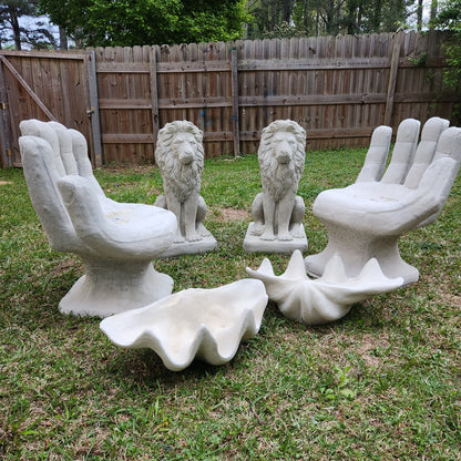 Set of 2 Abstract Sculptural Concrete Art Outdoor Seats Hand Shaped