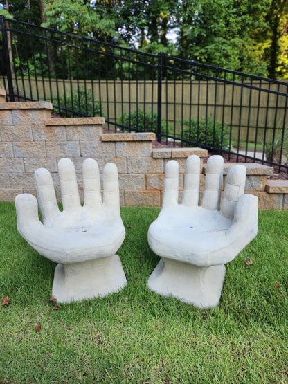 Set of 2 Abstract Sculptural Concrete Art Outdoor Seats Hand Shaped