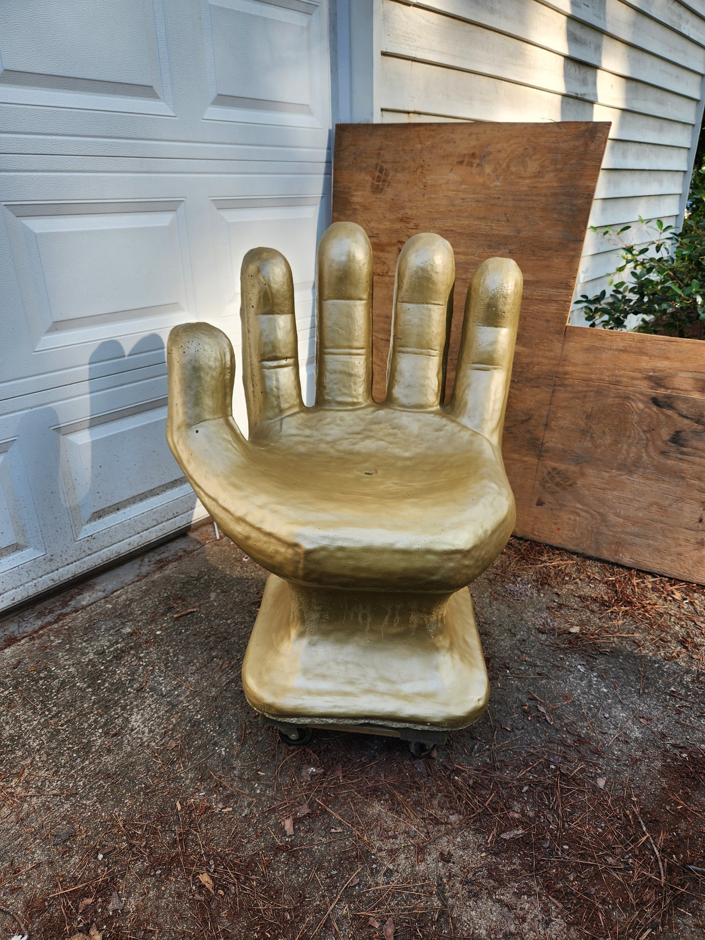 Contemporary Gold Concrete Hand Chairs, Set of 2